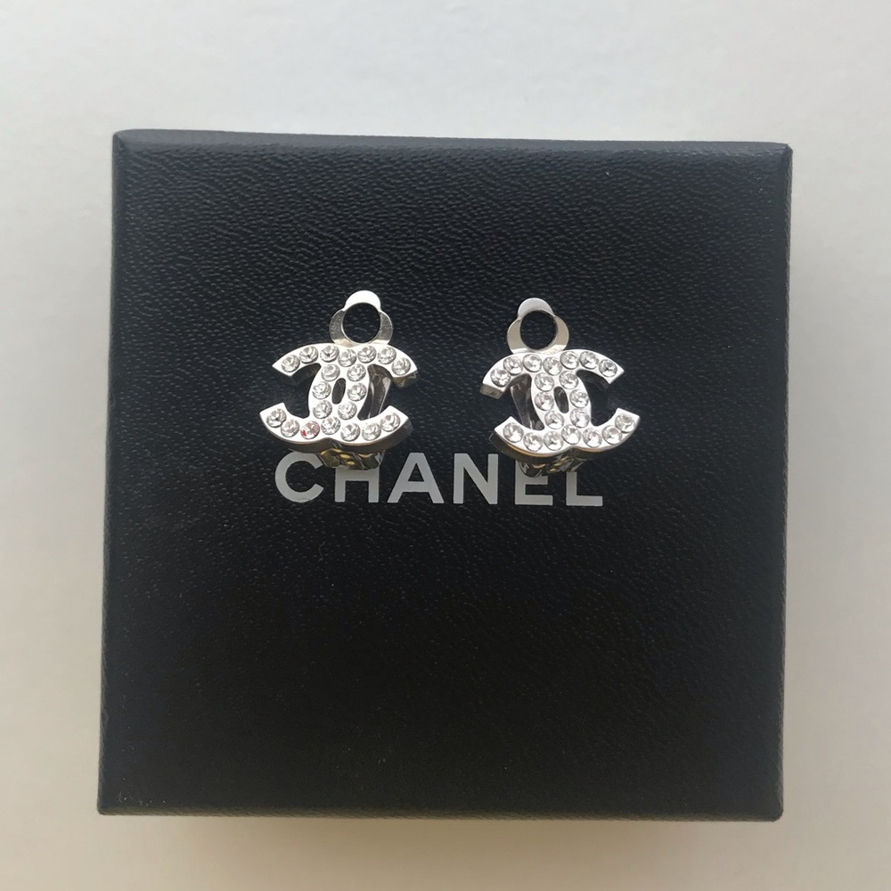 Chanel Diamanté Clip On Earrings